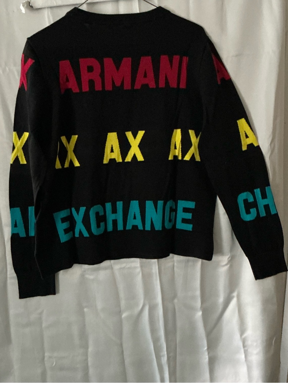 A/X Armani Exchange Black Sweater with Red Logo Knit